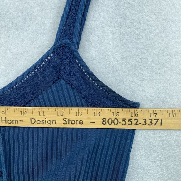 LUCKY BRAND Jumpsuit XS Indigo Striped Culotte V Neck Tie-Waist Cropped Blue - Picture 12 of 15